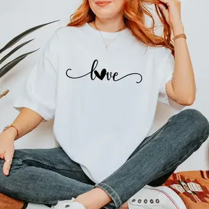 Love Shirt, Minimal Love Heart Sweatshirt, Wedding Bachelorette Shirt, Short Sleeve T-Shirt