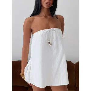 Isafelia Strapless Playsuit Off White