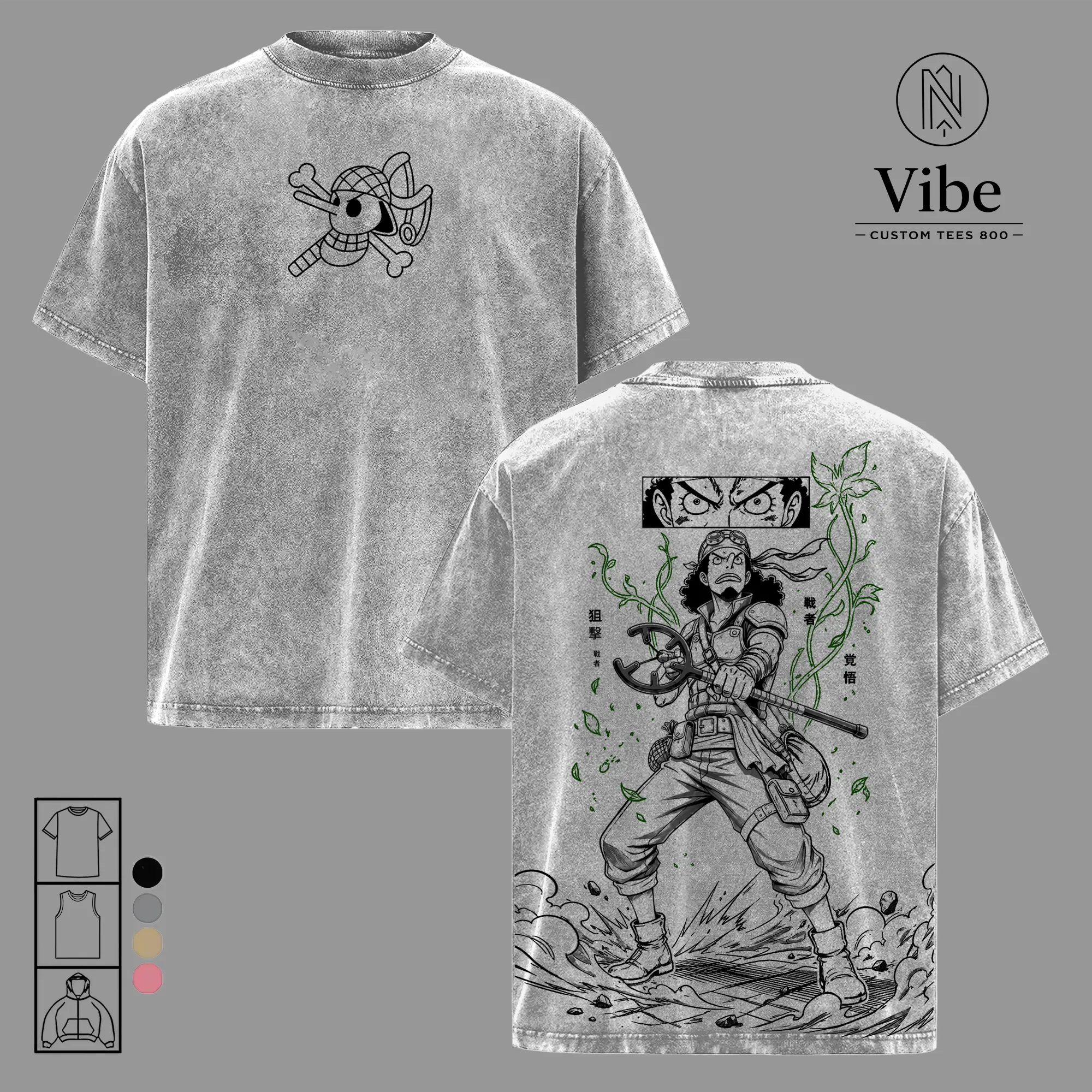 Usopp OP Vintage Washed Graphic T Shirt, Straw Hat Sniper Anime Tee, Heavy Cotton Manga Streetwear Shirt for Anime Fans