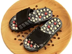 Foot reflexology tools, acupressure mats, slippers, sandals, and footwear; products designed to relieve pain and tension in the back, knees, arches, and heels; perfect as relaxing gifts for moms, dads, and parents; suitable for both men and women