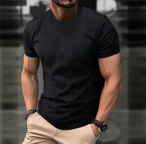 Men's European Style Summer Mesh Ice Silk Flannel Shirt - Menswear Casual Crewneck, Oversized Knitwear, Beige Breathable Plain, Biker Knife Fabric Short sleeve Knitted Tops