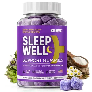 CHEWZ Sleep Support Gummies — Melatonin + L-Theanine + Chamomile + Passionflower, Vegan Calming Blackberry, 30 Count