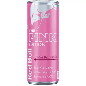 5x Red Bull Pink Edition Wild Berries - Energy Drink Beverage Refreshing Caffeine Boost Sport Performance Focus Fitness B Vitamins Vitalizes Body Mind Carbonated Sparkling Liquid Workout Fuel Bundle Bulk Pack Wholesale 8.4oz 5ct Lot