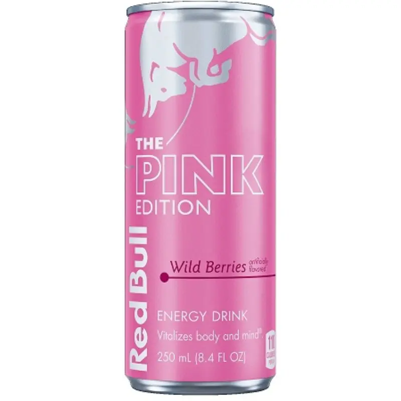 Red Bull Pink Edition Wild Berries Carbonated Sparkling Energy Drink (5ct 8.4oz Bulk Pack) - Caffeine Boost, B Vitamins, Focus Fuel, Fitness Fuel, Energy Boosters, Afternoon Boost for Sport Performance Vitality, Red Edition Red Bull, Pink Energy Drinks