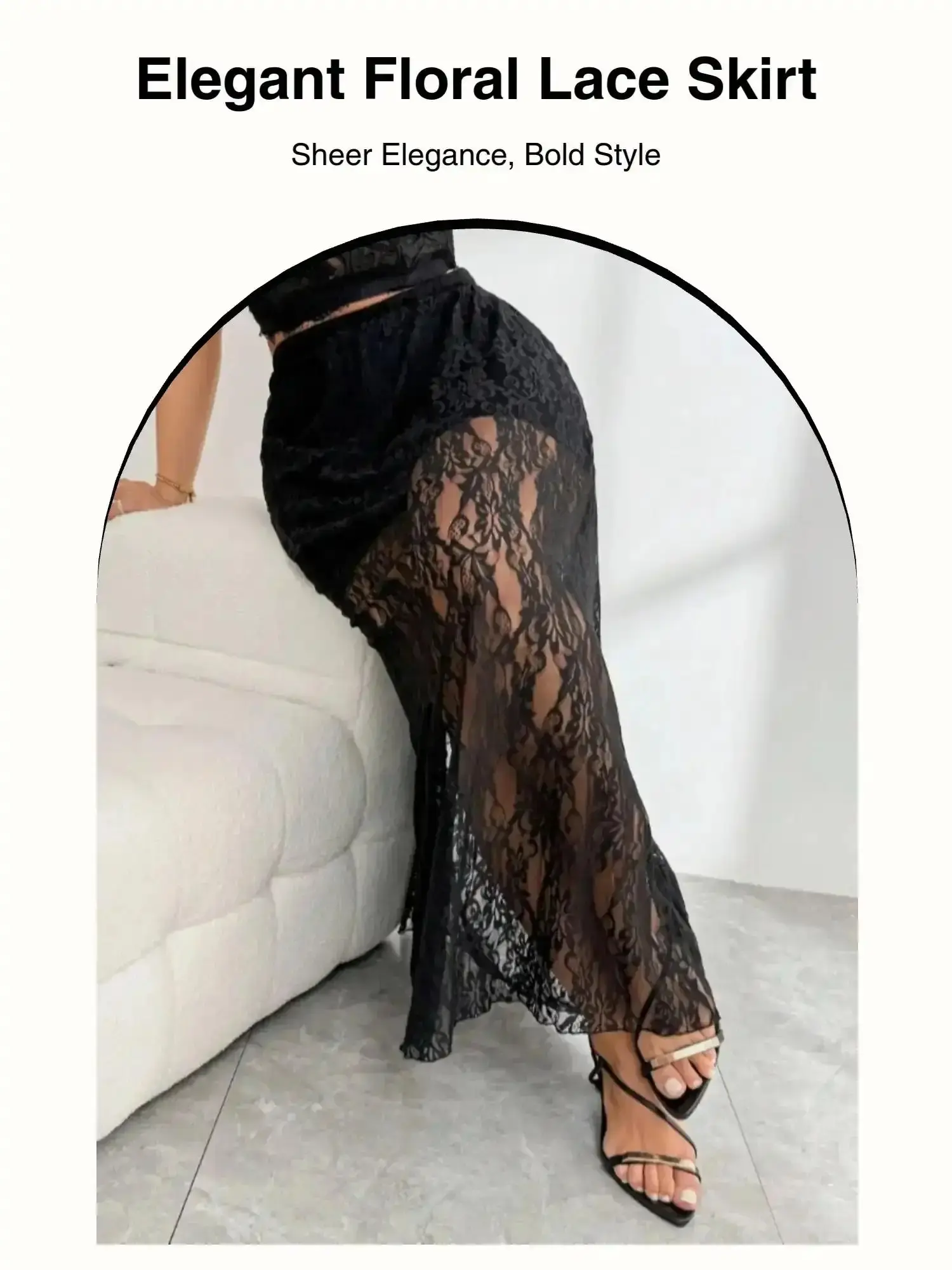 Classic [Plus Size] Floral Lace Sheer Fitted Maxi Skirt, Boho Casual Skirts, Elegant Fashion Long for Party Club Dating Wear, Women Plus Clothing for All Seasons, Black Bottom, Womenswear, curve friendly, inclusive fit