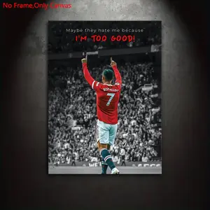 1 piece/set of frameless canvas painting print posters, classic realistic art, legendary star celebration action, very suitable for football culture lovers, the perfect gift for bedroom, living room, kitchen, dormitory corridor, mural, wall decoration