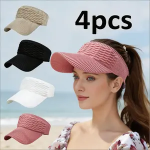 4-piece set, women's outdoor sports baseball cap, open-top sun hat, sun protection cap, suitable for outdoor sports, camping, running, beach