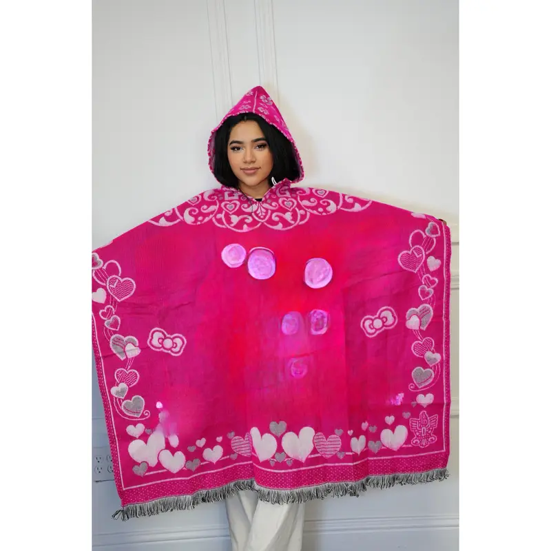 HK Mexican Poncho - Colorful Striped Design, Casual Style, Perfect for Layering, Ideal for Warm Weather
