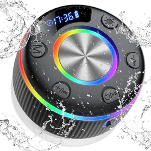 2026  Shower Speaker, Digital Display Portable Speaker with Suction Cup, LED Light, 360?  Stereo Sound and Robust Bass  Speakers  for Bathroom, Beach,