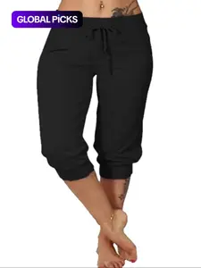 Women's Solid Color Capri Pants, Casual Comfy Pants for Summer, Fashion Women's Bottoms for Daily Wear