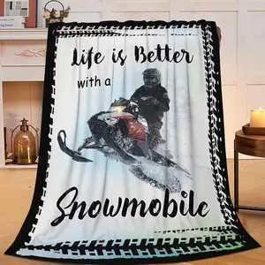 Snowmobile Throw Blanket, Mobile Sports Blanket Gifts for Snow Mobiling Lovers Women Men, Snow Mobile Fleece Cozy Flannel Warm Lightweight Blankets for Kids Teens Girls Boys 40"X50"