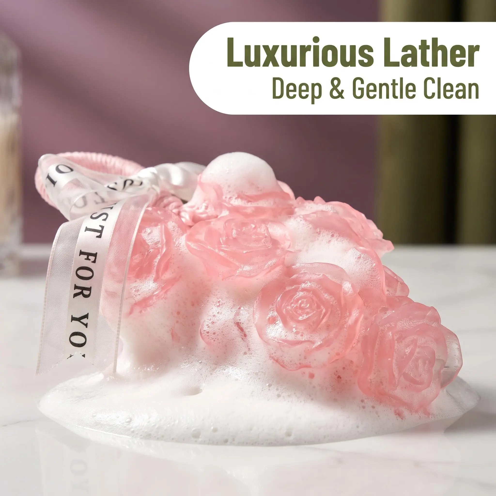 Handmade Soap on a Rope - 3D Crystal Rose Artisan Bar Soap & Aesthetic Hanging Decor ASMR Bath Gift Exquisite Flower Hanging Decor & Artisan ASMR Bar Soap