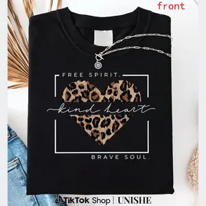 Ladies' Outdoor Summer Tee – Graphic Leopard Print with Round Neck Design