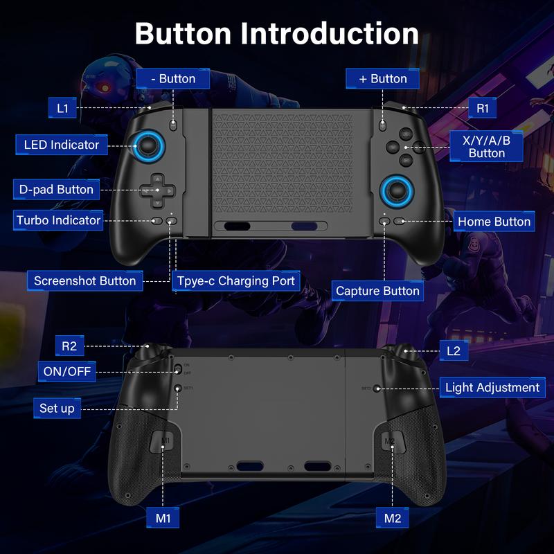 Wireless Pro Controller for Switch Switch 2 OLED with RGB Lights, Programmable Macros, Dual Vibration, Turbo Wake Up, Gaming Controller Gift for Gamers