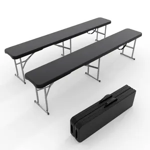 6 ft Portable Folding Bench 2 Pack,Heavy Duty HDPE Plastic Foldable Bench with Carrying Handle for Outdoor Picnic, Camping, Party, Sports