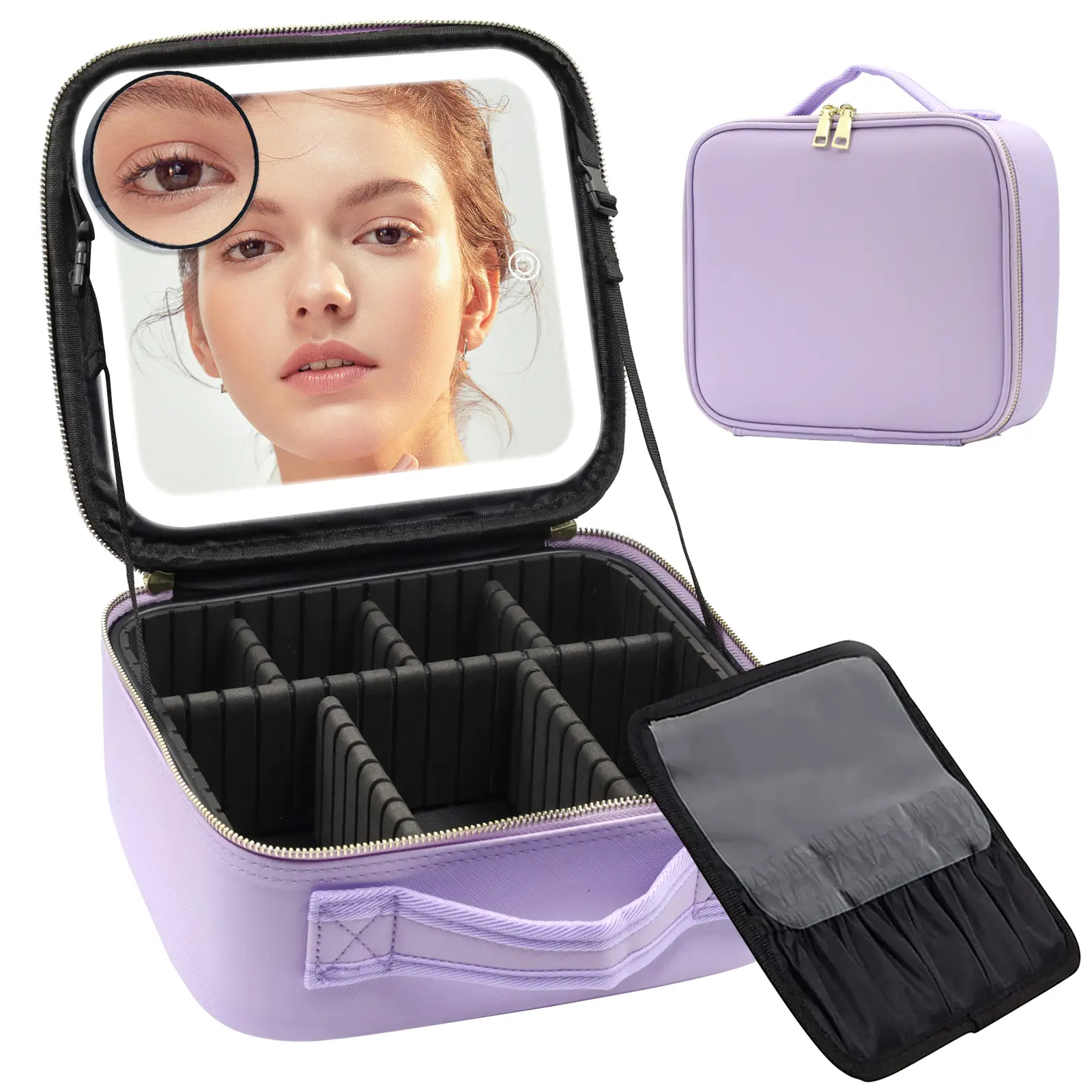 Makeupbag LED Makeupcase Beauty Vanity Bag Girly Suitcase Quick Getaway Makeupbox Makeupcase with LED Light Lighted Mirror Travel Makeupbag with s