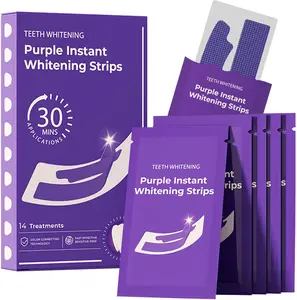 28 Strips Purple Teeth Whitening Strips for Sensitive, Teeth Whitener Safe White strip, Deep Stains Removal Tooth Whitening, Enamel Safe Non-Slip Dry Strip Technology for Whiter Teeth, Mint