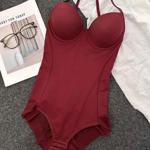 Women's Body Shaping Underwear Set, Adjustable Straps & Ruched Sheer Contrast Mesh, Regular Fit All-Seasons Comfort Tummy Tuck Shapewear
