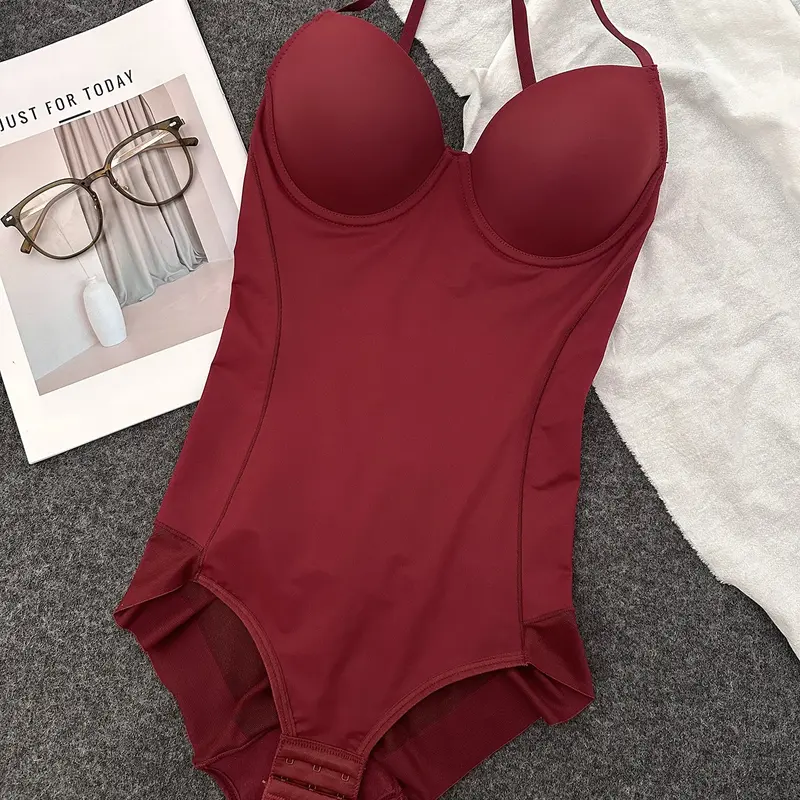 Women's Body Shaping Underwear Set, Adjustable Straps & Ruched Sheer Contrast Mesh, Regular Fit All-Seasons Comfort Tummy Tuck Shapewear