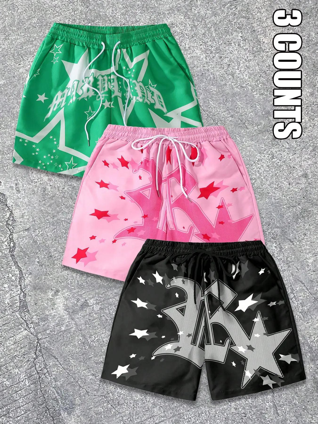 Men's Colorblock Star Print Pajama Shorts, Casual Comfy Breathable Sleep Shorts, Men's Sleepwear & Loungewear for Summer
