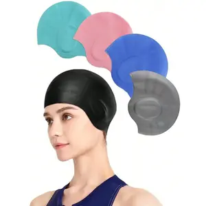 2Piece, Durable Silicone Swim Cap for Adults and Teens with Ear Pockets - Protects Long Hair and Provides High Elasticity, Beach Essentials, Beach Accessories, Pool Float