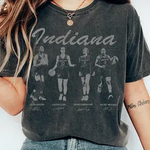 Caitlin Hoops Vintage Shirt, Clark Boston Mitchell Basketball Graphic Tee, Women Player Lineup Game Day Fan Gift