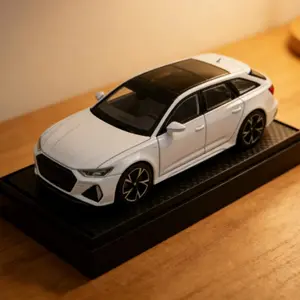1/32 Alloy Die-Cast Metal Car Model, Audi Rs6 Wind-Up Toy with Lights and Sounds, Birthday Gift, Miniature Car, High Precision, Durable Structure, Diecast Collectible