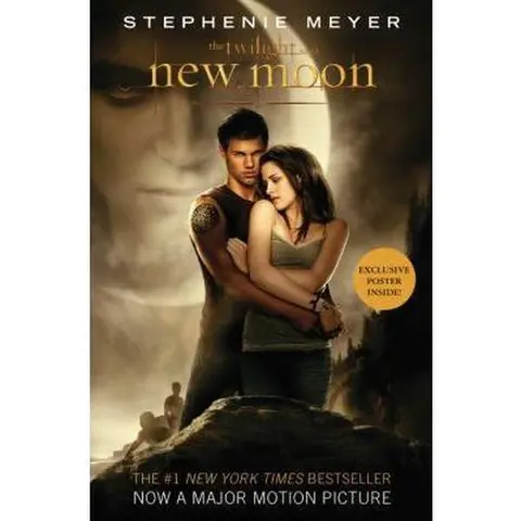 Used Fiction Paperback Book - New Moon by Stephenie Meyer (English, 1.19lb, Unmarred, Includes Movie Cast Photos) - Best Selling Novels, Love Story with Bite, Suspenseful Plot with New Obstacles, Office & School Supplies for Vampire Lovers