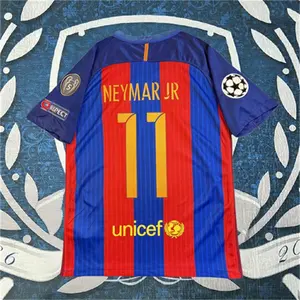 2016 2017 Home Red Blue No.11 Neymar Short Sleeve Soccer jersey