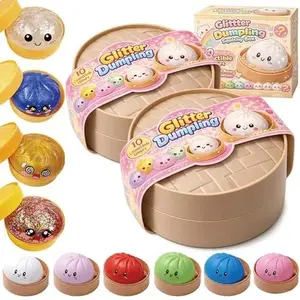 Viral Mystery Dumpling Fidget Set: Ultra-Soft Squishy Buns Like Bean Bag Game, Find The Rare Hidden Glitter! Sensory Squeeze Toy for Stress Relief