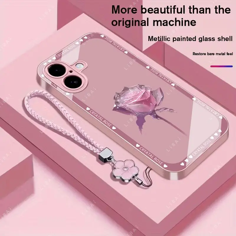 Suitable for [iPhone 16] Brand new premium phone case,  Free four-leaf clover lanyard，drop-proof and fingerprint-resistant，simple and elegant design，multiple colors available YM99