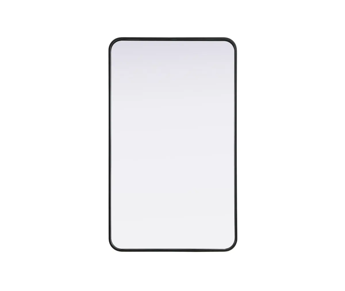 360 Stand Smooth Metal Contour Frame Mirror, 24x40 in Wall-Mounted Rounded-Corner Rectangle, Decorative Hanging Home Decorative Black Home Supplies (MR8A2440BLK), Elegant, Home Decorative Mirror