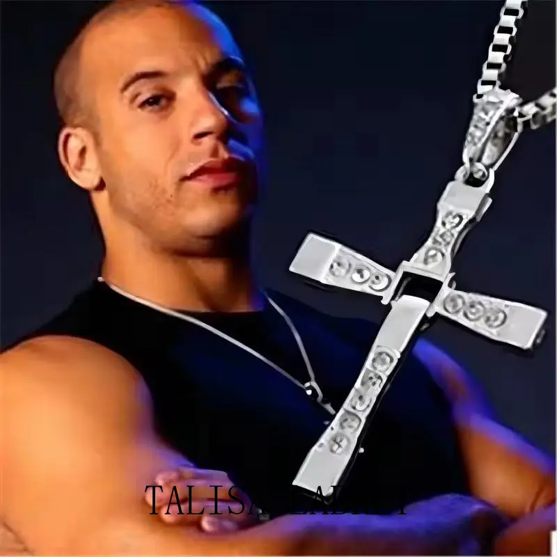 Dominic Toretto Fast & Furious Vin Diesel Crystal Cross Pendant Necklace Men's Unisex Fashion Jewelry GiftTALISA