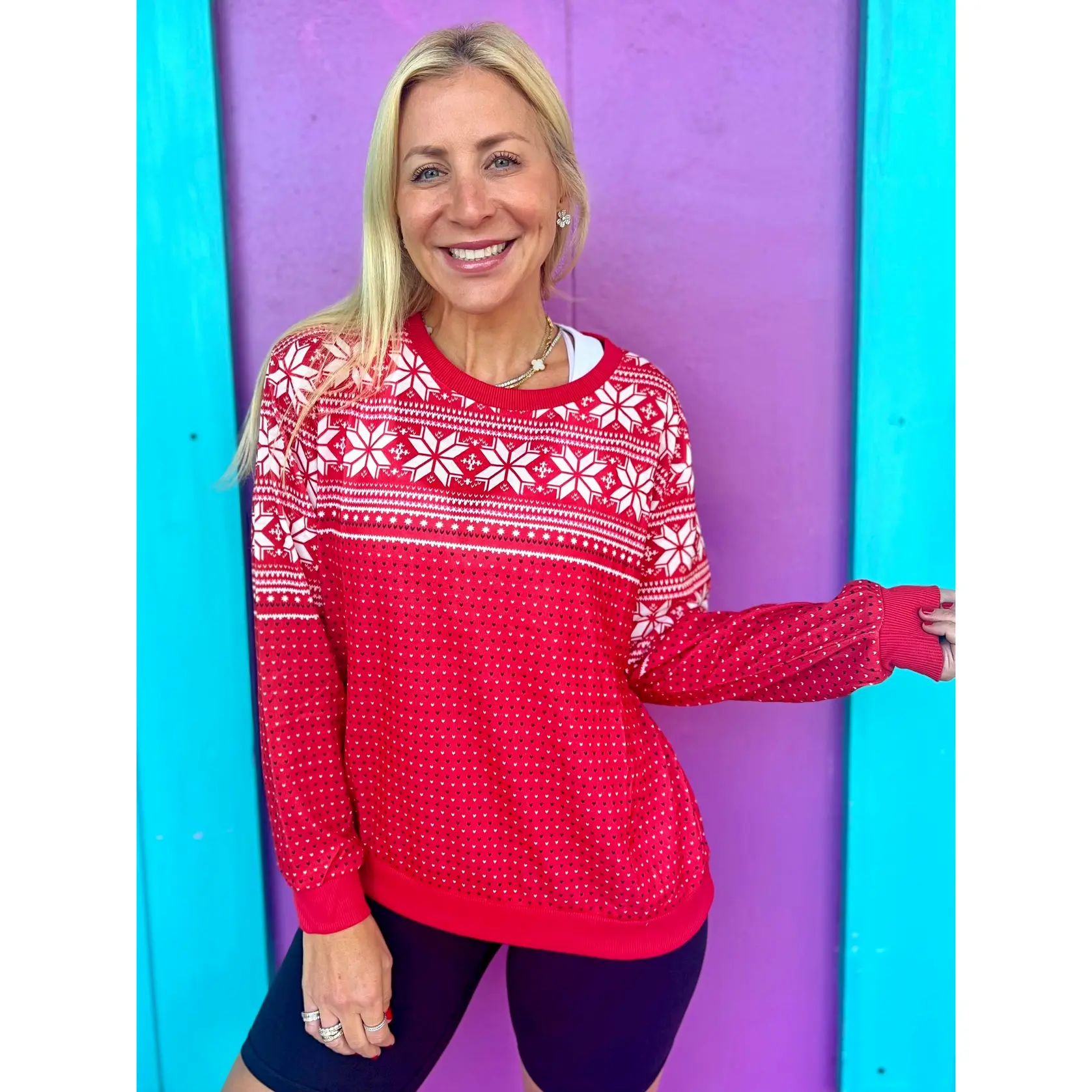 Red Snowflake Pullover Red Snowflake Pullover