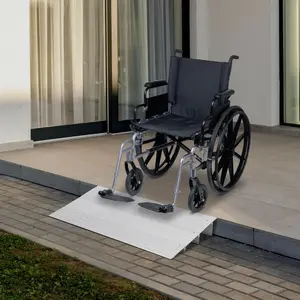 Adjustable Aluminum Threshold Ramp for Doorways – 2"-5" Rise, 700lb Capacity Heavy Duty Portable Entry Ramp – Lightweight, Rust Resistant, Tool-Complimentary Installation – Ideal for Wheelchairs, Scooters, Walkers, Home Steps