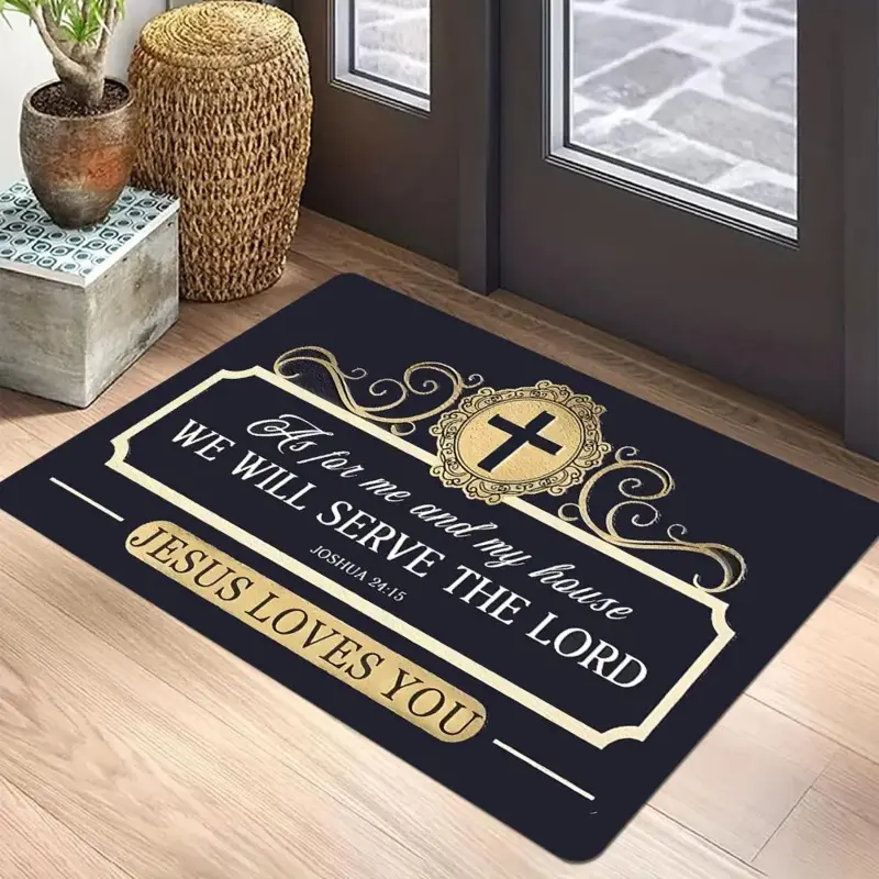 Christian Letter Pattern Door Mat, Religious Doormat, Entrance Doormat, Non Slip Doormat, Non-slip Floor Home Decorative Rug, Machine Washable Rug, Carpet for Home Living Room Bedroom, Home Decor, Home Decor Rugs, Contemporary Rugs, Decorative Area Rug