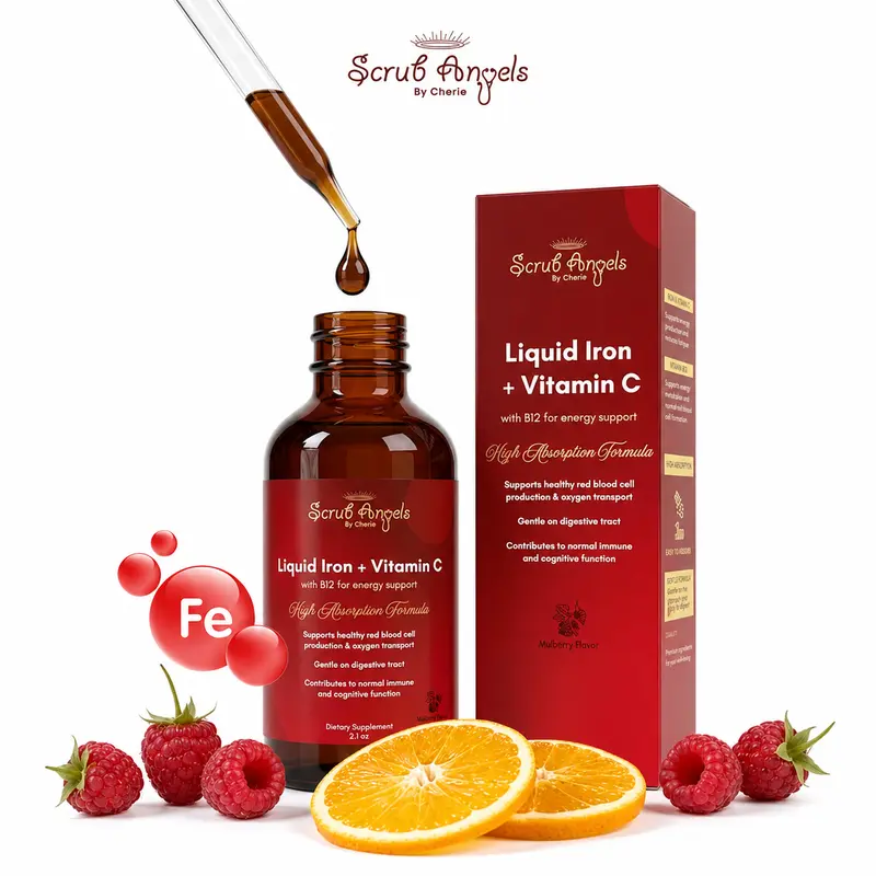 Scrub Angels - Iron, Vitamin C & B12 Natural Absorbent Liquid Dietary Supplement
