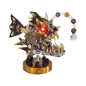 Lantern Fish 3D DIY Steampunk Metal Assembly Model Colorful Changing Lamp Creative Trendy Gift (700PCS)