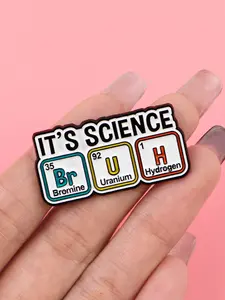 "It's science" Slogan & Chemical Element Pin Badge, Cartoon Zinc Alloy Brooch, Backpack Hat Clothing Accessory, Fashion Party Jewelry, Metal Pin