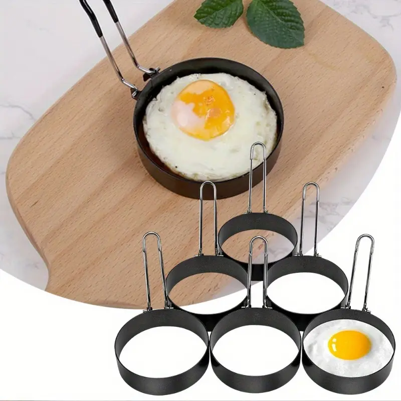 Pack Of 6 Eggs Rings,Stainless Steel Egg Cooking Rings, Pancake Mold for frying Eggs and Omelet