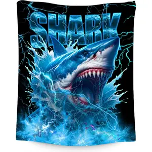 Boys Blanket Gifts Shark Blankets For Kids Toddlers, 40"X50" Soft Plush Throw For Son Grandson
