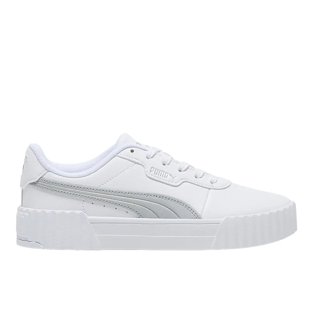 PUMA Womens Carina 3.0 Aqua Metallics Lace Up Sneakers Shoes Casual - Silver, White