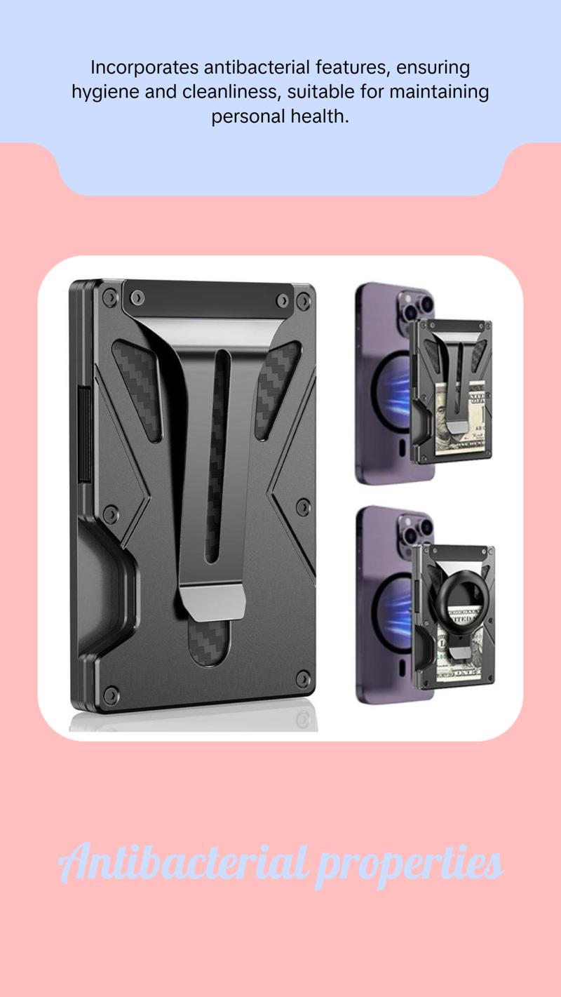 Tracker RFID Anti-theft Swiping Metal Wallet with Magnetic Ring - Black Aluminum Alloy Credit Card Holder for Home Storage - Unisex Ultra-light & Antibacterial Design Tracker RFID Anti-theft Swiping Metal Wallet with Magnetic Ring - Black Aluminum Alloy Credit Card Holder for Home Storage - Unisex Ultra-light & Antibacterial Design