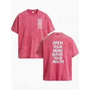 Casual Style 230G Men'S Washed Snowflake Oversized T-Shirt Open Your Mind Before Your Mouth Graphic Summer And Spring Wear Gift for Him