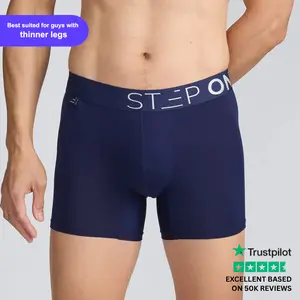 Step One Men's Trunk - Eclipse Blue, Anti-Chafe, Breathable Bamboo Fabric, UltraGlyde Panels, Hidden Elastic Pouch, Premium Underwear, Athletic Daily wear