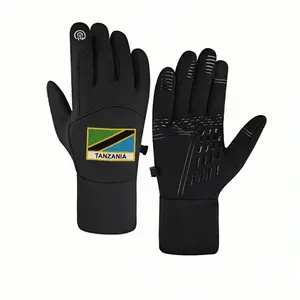 1 pair with Tanzania Flag Tanzanian National Colors Green BlueTanzanian winter gloves Touchable gloves Touch Screen Soft Touch Daily Use adult warm gloves Warm holiday gifts Modern Thick keep warm