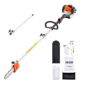 【Summervibes】VEVOR Gas Pole Saw, 25CC 2 Stroke Gas Powered Pole Saws with 8 in Cutting Bar, Cordless Tree Trimmer with 23 fl.oz Fuel Tank, 6.5 to 9 ft Extendable, Powerful Chainsaw for Tree Trimming Pruning