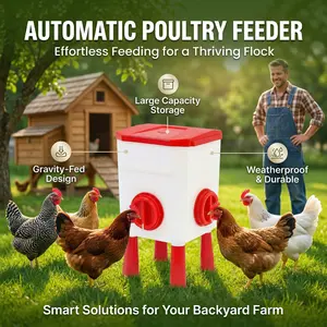 Automatic Chicken Feeder 17.64 Ib - No-Waste Poultry Feederwith Weatherproof Design - Prevents Small Animals - forChicken, Duck & Turkey - Red tiktokshopspringglowup