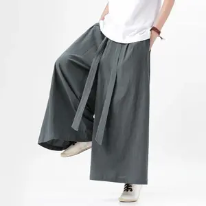 Men’s Summer Harajuku Chinese‑Style Wide‑Leg Trousers — Japanese Kimono‑Inspired Streetwear, Retro Design