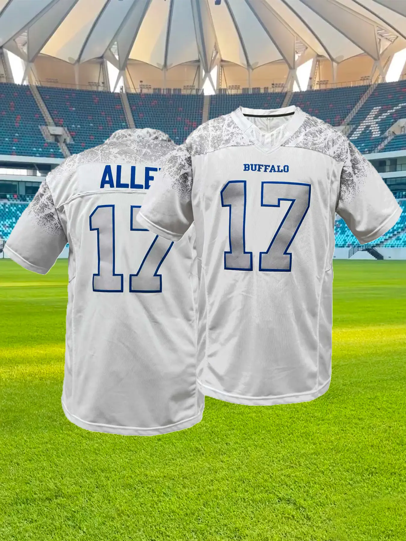 Men's Bill #17 Stitched Football Jersey, Loose Fit Short Sleeve Casual Rugby Jersey, Breathable & Comfortable Design, Ideal for Outdoor Sports & Daily Wear, All-Season Versatile Top, Breathable Athletic Top, Gift for Training, Sports Tops